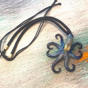 Retro Hand Blown Glass Octopus Necklace